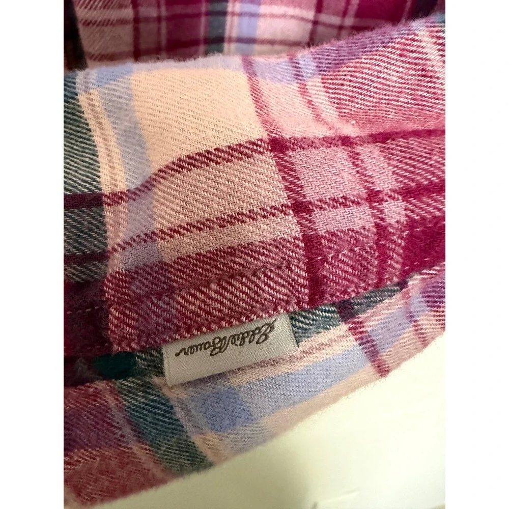 Lucky Brand Women 2XL Plaid Sheer Overlay Button Down Shirt Cotton Pink Burgundy